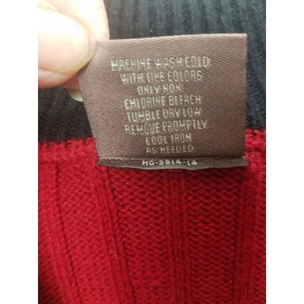 Great Northwest red cable knit sweater men's XL cotton blend 1/4 zip long sleeve